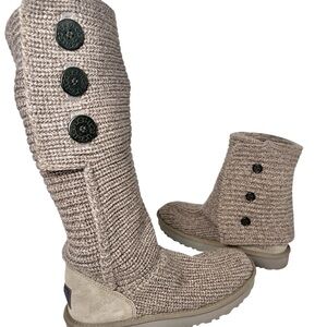 UGG Australia Classic Cardy Convertible Grey Knit Boots Women Size 9 NWOB